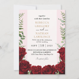invitación de boda floral burgundy