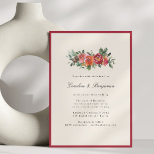 Invitación de Boda Floral Burgundy Acuarela Invern