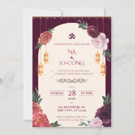 Invitación de boda floral carmesí TigerNa