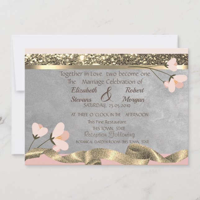 Invitación de Boda Floral Chic Elegante (Anverso)