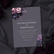 Invitación de boda floral ciruela gótica