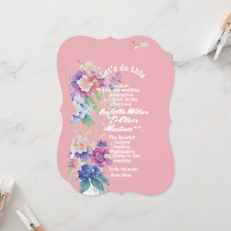 invitación de boda floral color rosa