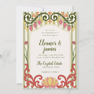 Invitación de boda floral colorida moderna