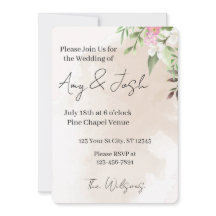 Invitación de boda floral con acuarela