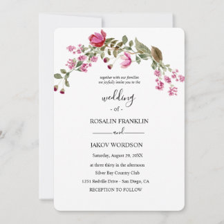 invitación de boda floral con acuarela