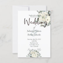 Invitación de boda floral con acuarela marfil