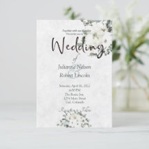 Invitación de boda floral con acuarela marfil