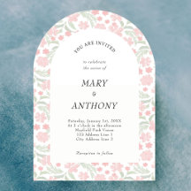 Invitación de boda floral con acuarela rosa