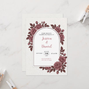 Invitación de boda floral con arco de rosa polvori