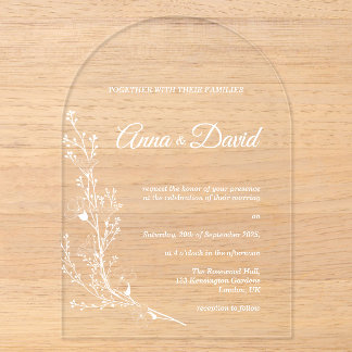 Invitación de boda floral con arco elegante
