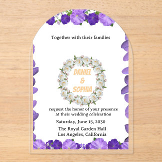 Invitación de boda floral con arco elegante | Acrí