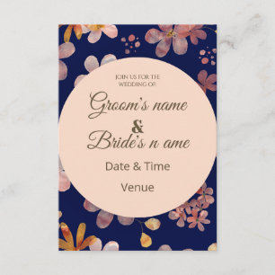 Invitación de boda floral con círculo chic