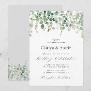 invitación de boda floral con escritura elegante