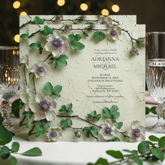 Invitación de boda floral con follaje de primavera (Subido por el creador)
