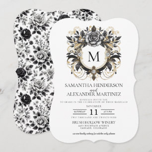 Invitación de boda floral con glamour vintage