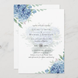 Invitación de Boda Floral con Hortensia Azul Moder