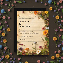 Invitación de boda floral con impresión de amantes