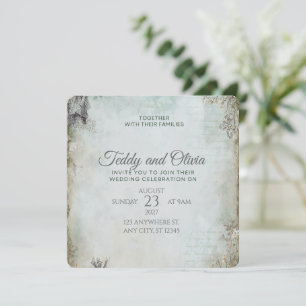 Invitación de boda floral con molino de viento rús