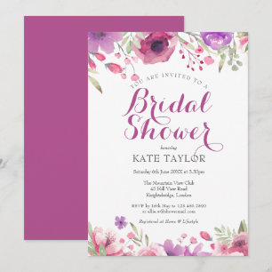 Invitación de boda floral con rosas acuarela