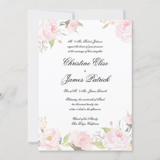 Invitación de boda floral con rubor romántico