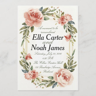 Invitación de boda floral con rubor romántico