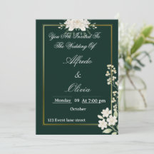 Invitación de boda floral con tipografía elegante