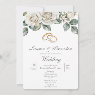 Invitación de boda floral con vegetación
