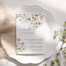 Invitación de boda floral crema boho rústica