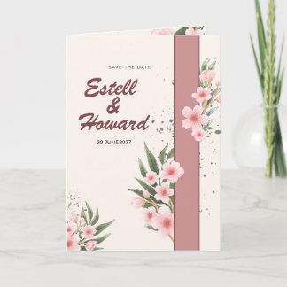 Invitación de boda floral crema elegante