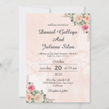 Invitación de boda floral crema rosa de primavera