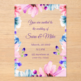 Invitación de Boda Floral de Acuarela de Color Per