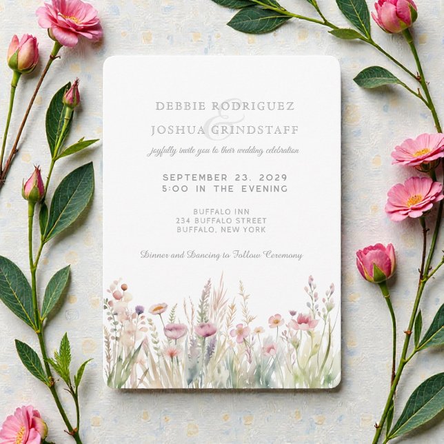 Invitación de boda floral de acuarela de flores si (Subido por el creador)