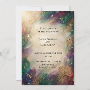 Invitación de boda floral de acuarela de otoño