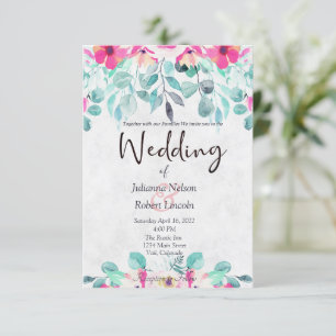 Invitación de boda floral de acuarela de primavera
