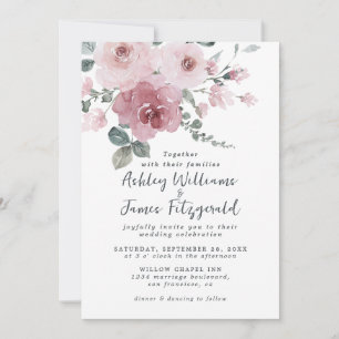 Invitación de boda floral de acuarela elegante con