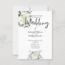 Invitación de boda floral de acuarela marfil