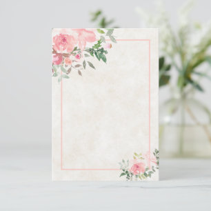 Invitación de boda floral de acuarela rosa Rubor e