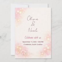 Invitación de boda floral de acuarela rosa soñador