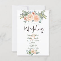 Invitación de boda floral de acuarela rosa y verde