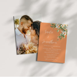 Invitación de boda floral de albaricoque melocotón
