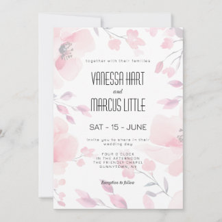 Invitación de boda floral de Anémona Rosa