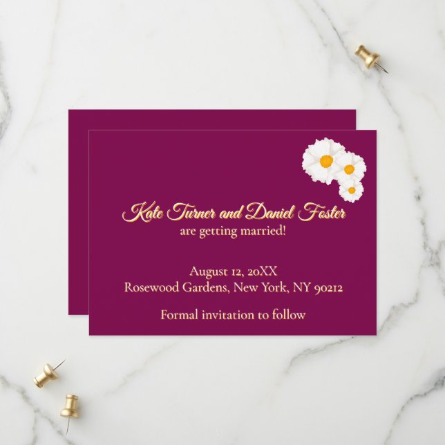 Invitación de boda floral de arándano para guardar (Anverso/Reverso In Situ)