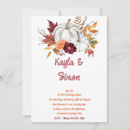Invitación de boda floral de calabaza blanca con a