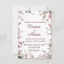Invitación de boda floral de cerezo rosa suave