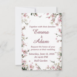 Invitación de boda floral de cerezo rosa suave