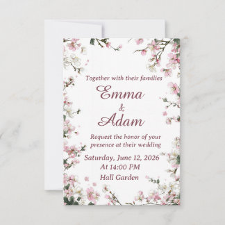 Invitación de boda floral de cerezo rosa suave
