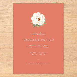 Invitación de boda floral de coral elegante