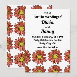Invitación de boda floral de crisantemo