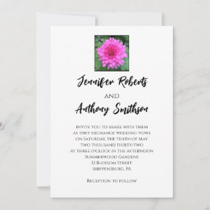 Invitación de boda floral de crisantemo rosa calie