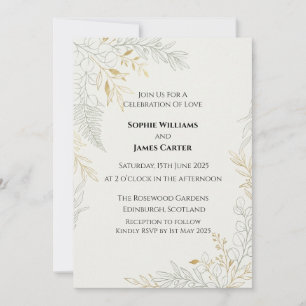 Invitación de boda floral de cuadros escoceses